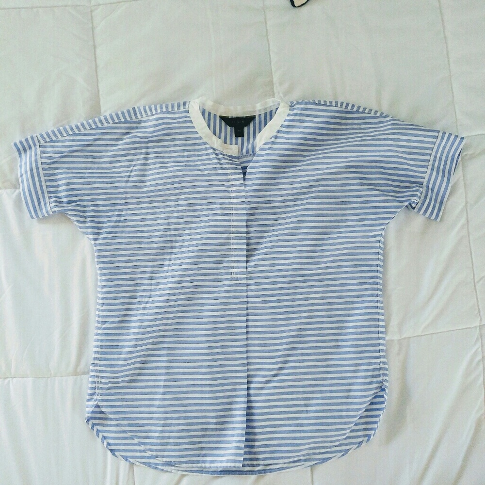 J. Crew oversize stripe short sleeve blouse